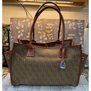 Dooney & Bourke Vintage Signature Logo Canvas Weekend Tote With Purse Organizer